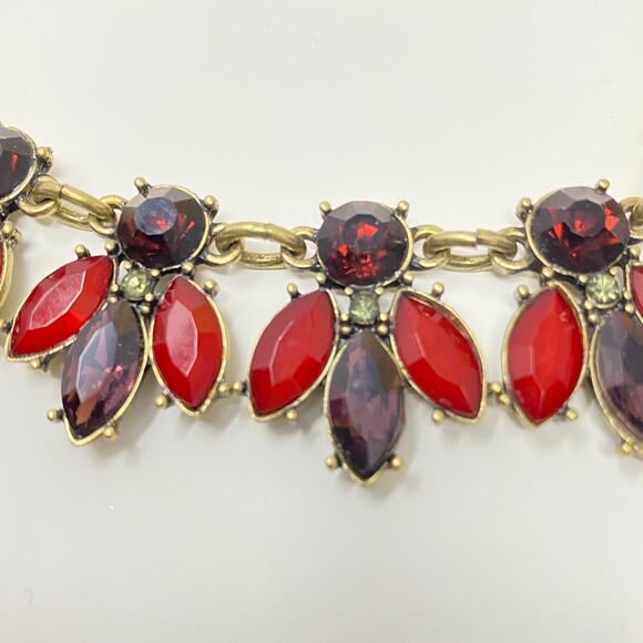 Vtg Necklace Joan Rivers Crystal Bees Red Gold Tone Classic Collection Statement - Picture 4 of 7